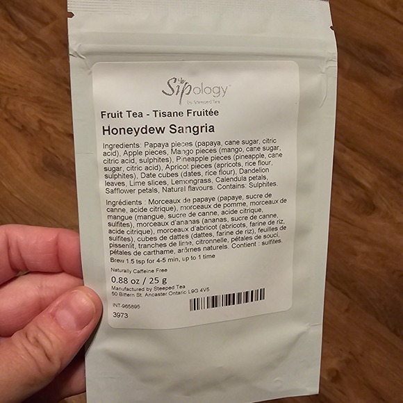 Sipology by Steeped Tea Other - Sipology Steeped Tea Honeydew Sangria Fruit Tea 25g Caffeine Free Herbal Tisane